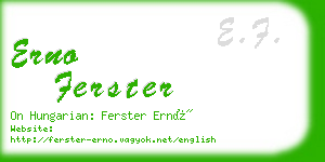 erno ferster business card